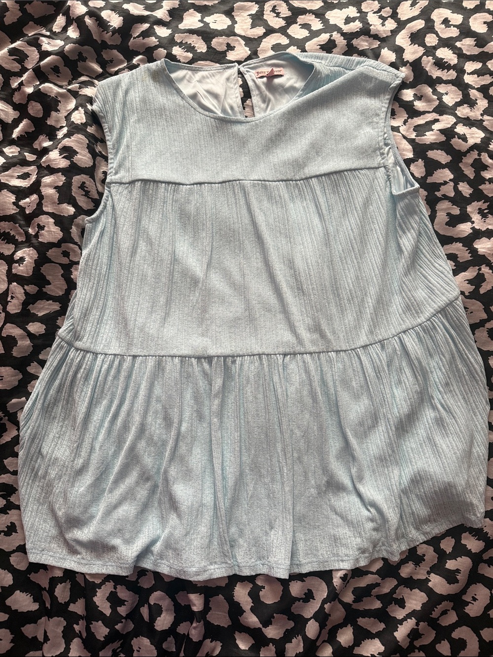 Juicy Couture Light Blue Sleeveless Tiered Blouse